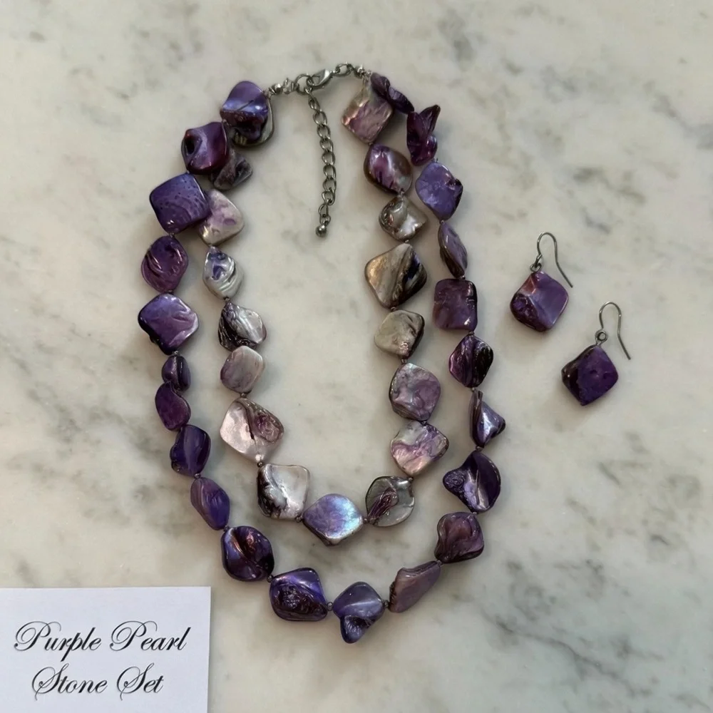 Purple & Silver Jewelry Set | Elegant Necklace & Matching Earrings ✨